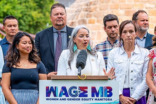 NIC ADAM / FREE PRESS
Families Minister Nahanni Fontaine announces funding for Tina&#x2019;s Safe Haven as part of the Tina Fontaine memorial event at the MMIWG2S+ Monument at the Forks Friday.
240816 - Friday, August 16, 2024.

Reporter: Malak