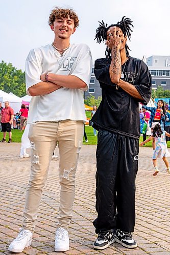 NIC ADAM / FREE PRESS  
Performers Fijji (left) and Sleepy Zay pictured at Winnipeg&#x2019;s Streat Feast Festival at the Forks Friday afternoon. 
240816 - Friday, August 16, 2024.

Reporter: ?