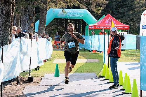 Neil Ternowetsky of Winnipeg (179) sprint to the finish line during the Riding Mountain Triathlon's Dri-Tri on Saturday morning at Wasagaming. (Perry Bergson/The Brandon Sun)
Aug. 19, 2024