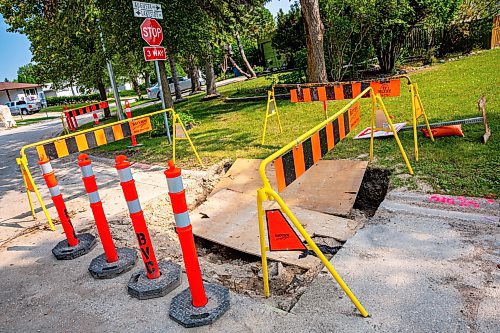 NIC ADAM / FREE PRESS
Construction on the corner of Augusta Dr. and Lakeside Dr. pictured Monday. Augusta Dr. Is blocked off from Lakeside Dr. to Forest Lake Dr.
240819 - Monday, August 19, 2024.

Reporter:?