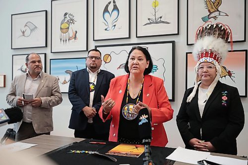 Ruth Bonneville /Free Press

Local  - FNcfs

Photo of Grand Chief Cathy Merrick speaking to reporters at presser event.

Assembly of First Nations (AFN) National Chief Cindy Woodhouse Nepinak holds media availability discussing details of the recently negotiated draft settlement agreement of $47.8 billion from Canada to fund long-term reform measures of the First Nations Child and Family Services at  RBC Convention Centre Tuesday. 


Aug 20, 2024