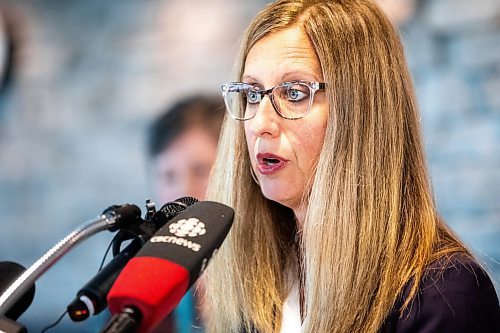 MIKAELA MACKENZIE / WINNIPEG FREE PRESS
	
St. Boniface Hospital president and CEO Nicole Aminot speaks at to the media about a time capsule remembering the COVID-19 pandemic and the healthcare workers that held steadfast during that time at the St. Boniface Hospital on Tuesday, Aug. 20, 2024.

Winnipeg Free Press 2024