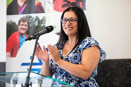 MIKAELA MACKENZIE / WINNIPEG FREE PRESS
	
MLA Nellie Kennedy speaks at the DASCH Inc. and DASCH Foundation 50th anniversary barbecue at the Norwood Community Centre on Tuesday, Aug. 20, 2024.

Winnipeg Free Press 2024