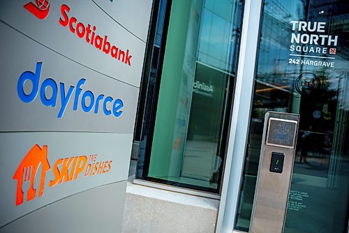 NIC ADAM / FREE PRESS
The Skip the Dishes sign outside their Winnipeg head office at True North Square Tuesday. The company is drastically reducing its Canadian workforce which will likely mean sizable job losses in Winnipeg.
240820 - Tuesday, August 20, 2024.

Reporter: