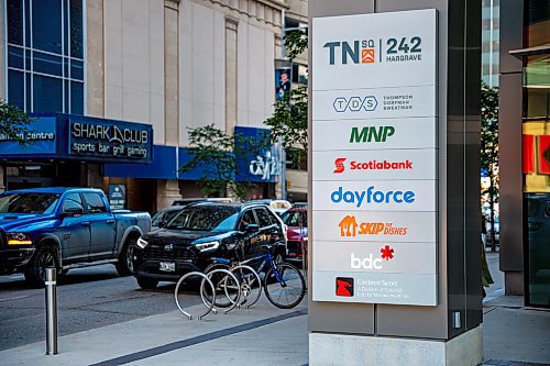 NIC ADAM / FREE PRESS
The Skip the Dishes sign outside their Winnipeg head office at True North Square Tuesday. The company is drastically reducing its Canadian workforce which will likely mean sizable job losses in Winnipeg.
240820 - Tuesday, August 20, 2024.

Reporter: