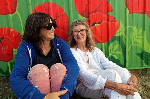 Erica Lowe (left) and her mother Mary Lowe have been painting murals for nearly two decades in the Westman area. They say they work as a good team because they can be honest with each other. (Connor McDowell/Brandon Sun)