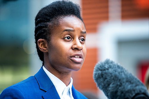 Health Minister Uzoma Asagwara speaks during a press conference in Winnipeg earlier this month. Asagwara told the Sun on Tuesday that the previous provincial government did not give communities adequate support with recruiting physicians. MIKAELA MACKENZIE / FREE PRESS
