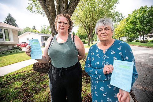 MIKAELA MACKENZIE / WINNIPEG FREE PRESS
	
Paige Johal (left) and Joyce Maryk, who were forced to remove tree decorations and a garden box on the boulevard after recieving notices from the city, in their Transcona neighbourhood on Thursday, Aug. 22, 2024.

For Nicole story.
Winnipeg Free Press 2024