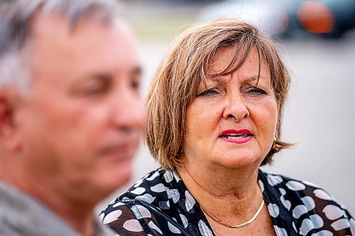 NIC ADAM / FREE PRESS
Janice Lukes, Chairperson of the Standing Policy Committee on Public Works, speaks at the launch of the city&#x2019;s new sidewalk surface testing program on the sidewalk in front of 2855 Pembina Hwy. Friday.
240823 - Friday, August 23, 2024.

Reporter: Joyanne