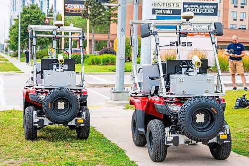 NIC ADAM / FREE PRESS
The city&#x2019;s new sidewalk surface testing vehicles on the sidewalk in front of 2855 Pembina Hwy. Friday.
240823 - Friday, August 23, 2024.

Reporter: Joyanne