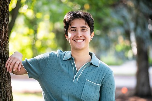 MIKAELA MACKENZIE / WINNIPEG FREE PRESS
	
Cogie Cogan, who volunteers with a number of student groups related to animal ethics, environmental sustainability, and LGBTQ+ rights, on Wednesday, Aug. 21, 2024.

For Aaron Epp story.
Winnipeg Free Press 2024