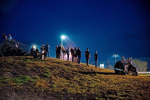 NIC ADAM / FREE PRESS
Spectators watch the races at Thursday night thunder at Victory Lanes Speedway just off Hwy 75 pictured Thursday evening.
240822 - Thursday, August 22, 2024.

Reporter: ?