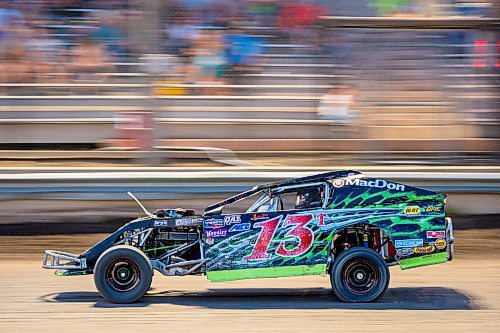 NIC ADAM / FREE PRESS
Ernie Todosey races at Thursday night thunder at Victory Lanes Speedway.
240822 - Thursday, August 22, 2024.

Reporter: ?