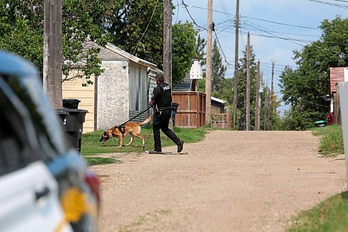 A police dog was used in an alleyway near Victoria Ave E on Friday after police entered a home in the afternoon. (Connor McDowell/Brandon Sun)