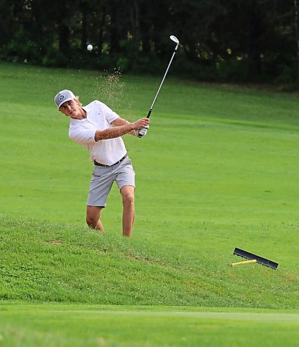 Grady Chuback blasts out of the sand during the Tamarack final on Saturday at the Clear Lake Golf Course as he beat Tate Bercier to win the junior men's championship. (Perry Bergson/The Brandon Sun)
Aug. 24, 2024