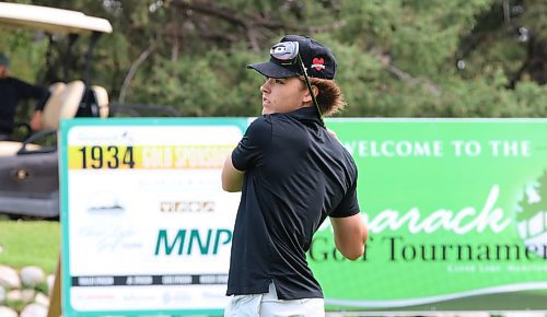 Jaxon Jacobson tees off in his junior men's consolation final against Cameron McDonald in the Tamarack on Saturday at the Clear Lake Golf Course. (Perry Bergson/The Brandon Sun)
Aug. 24, 2024