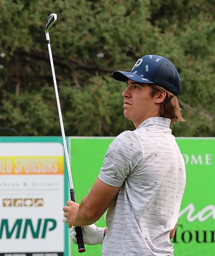 Tate Bercier tees off in his junior men's final against Grady Chuback on Saturday at the Clear Lake Golf Course. (Perry Bergson/The Brandon Sun)
Aug. 24, 2024