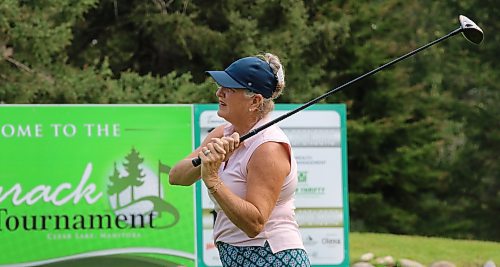 Leslie Olson, shown in action, and partner Tracy Rutledge won the ladies' scramble at the Tamarack on Saturday at the Clear Lake Golf Course. (Perry Bergson/The Brandon Sun)
Aug. 24, 2024