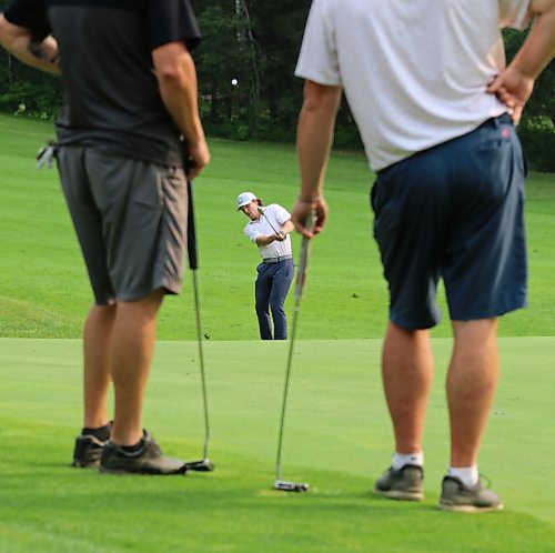 Riese Gaber is shown in action with partner Scott McCallum during the final of the men's scramble at the Tamarack on Saturday at the Clear Lake Golf Course. (Perry Bergson/The Brandon Sun)
Aug. 24, 2024
