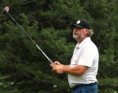 Scott McCallum is shown in action with partner Riese Gaber during the final of the men's scramble at the Tamarack on Saturday at the Clear Lake Golf Course. (Perry Bergson/The Brandon Sun)
Aug. 24, 2024