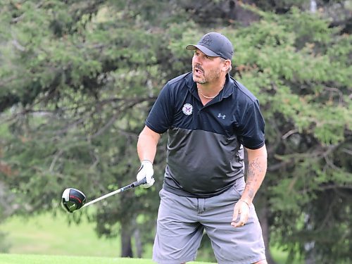 Lyle Meek is shown in action with partner Chad Daciuk during the final of the men's scramble at the Tamarack on Saturday at the Clear Lake Golf Course. (Perry Bergson/The Brandon Sun)
Aug. 24, 2024