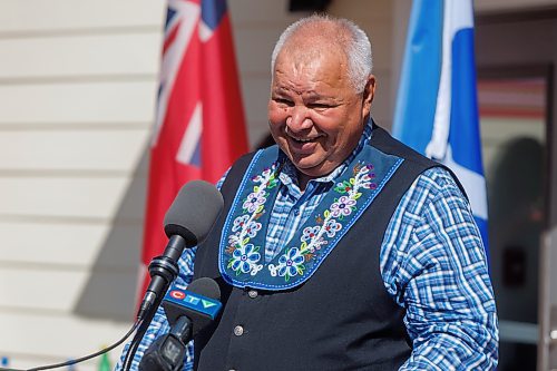 MIKE DEAL / FREE PRESS
Manitoba M&#xe9;tis Federation President David Chartrand speaks during the grand opening of the Louis Riel Child Care Centre at 561 Rue St. Jean Baptiste.
The MMF opened its eighth child care facility in Winnipeg since 2019. 
The facility adds 40 spaces for infant and preschool children to the Winnipeg area, while providing quality, culturally focused programming for young Red River M&#xe9;tis Citizens, creating employment and allowing parents to get back to their workplaces.
See Malak Abas story
240826 - Monday, August 26, 2024.