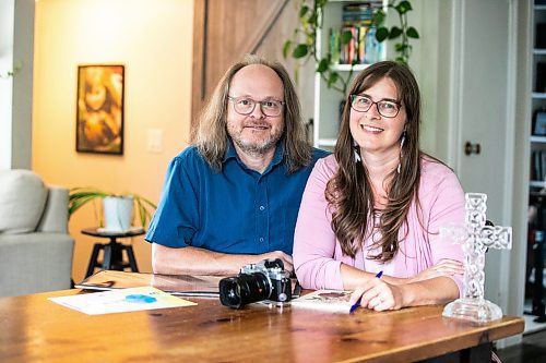 MIKAELA MACKENZIE / WINNIPEG FREE PRESS
	
Photographer and poet Tony and Angeline Schellenberg, who are combining their talents during an artist&#x2019;s residency at Saint Benedict&#x2019;s Table Anglican Church, at their home on Monday, Aug. 26, 2024. 

For John Longhurst story.
Winnipeg Free Press 2024