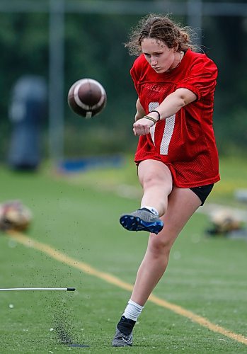 JOHN WOODS / FREE PRESS
University of Manitoba Bison kicker Maya Turner is photographed at practice Monday, August 26, 2024. 

Reporter: mike