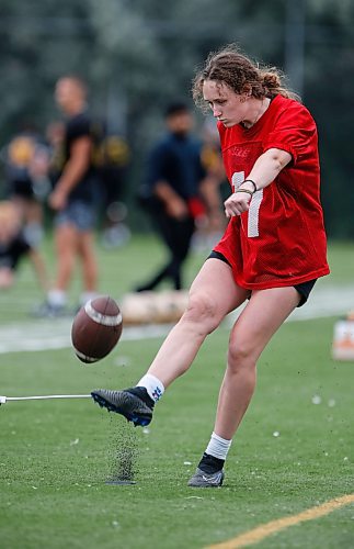 JOHN WOODS / FREE PRESS
University of Manitoba Bison kicker Maya Turner is photographed at practice Monday, August 26, 2024. 

Reporter: mike