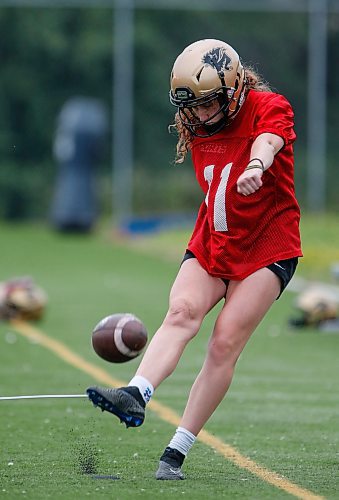 JOHN WOODS / FREE PRESS
University of Manitoba Bison kicker Maya Turner is photographed at practice Monday, August 26, 2024. 

Reporter: mike