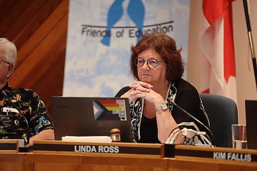 Brandon School Division Board chair Linda Ross presides over the regular board meeting on August 26. (Abiola Odutola/The Brandon Sun)