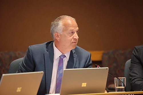 BSD Superintendent Mathew Gustafson presents the Senior Administration report at the board regular meeting on August 26. (Abiola Odutola/The Brandon Sun)