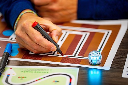 NIC ADAM / FREE PRESS
Attendees test Ozobots, a type of robot that can be used to help teach students about farming automation, at Innovation Farms Tuesday.
240826 - Monday, August 26, 2024.

Reporter: Gabby