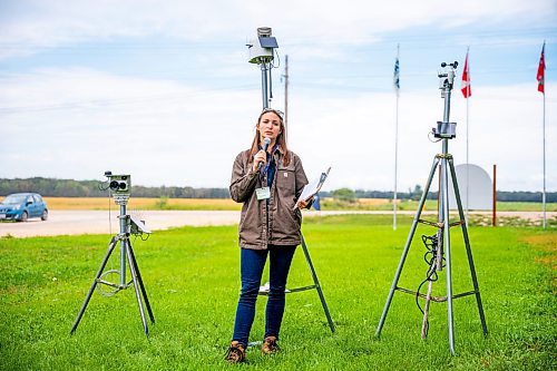 NIC ADAM / FREE PRESS
Emili Innovation Farms manager Leanne Koroscil gives a presentation on various sensors designed to show farmers how their fields are doing remotely at Innovation Farms Tuesday.
240826 - Monday, August 26, 2024.

Reporter: Gabby