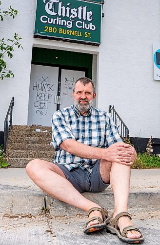 NIC ADAM / FREE PRESS
Thistle Curling Club&#x2019;s Secretary Trevor De Ryck pictured outside the former club building on Burnell St. Tuesday.
240827 - Tuesday, August 27, 2024.

Reporter: Aaron