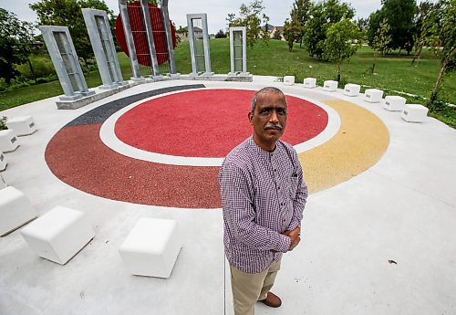 JOHN WOODS / FREE PRESS
Khawja Latif, founding president of Manitoba Bangladesh Corporation, is photographed at the International Mother Language Plaza in Kirkbridge Park Monday, August 26, 2024. 

Reporter: ?