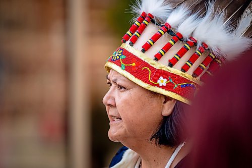 NIC ADAM / FREE PRESS
AMC Grand Chief Cathy Merrick speaks to press outside the Winnipeg Courthouse Wednesday afternoon during the sentencing of convicted serial killer Jeremy Skibicki.
240828 - Wednesday, August 28, 2024.

Reporter: Dean Pritchard