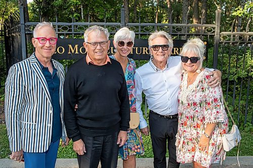 BROOK JONES / FREE PRESS
From Left: Louis Trepel, George Sigurdson and his wife Pam Sigurdson, Rick Litinsky and his wife Lorraine Maciboric attend A Picnic in Provence - Garden Party 2024 at the Leo Mol Sculpture Garden at Assiniboine Park in Winnipeg, Man., Wednesday, Aug. 28, 2024. The annual fundraiser supports the Assiniboine Park Conservancy and this year's event included 500 guests.