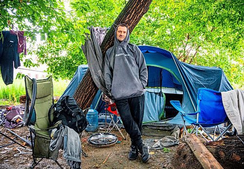 NIC ADAM / FREE PRESS
Daniel Mateychuk, 45, is a resident of the encampment behind the Granite Curling Club on the Assiniboine River.
240829 - Thursday, August 29, 2024.

Reporter: Jura
