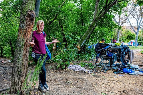 NIC ADAM / FREE PRESS
Katherine Schenck has been a resident of the encampment behind the Granite Curling Club since May. Schenck says she&#x2019;s been unhoused to some degree for over five years.
240829 - Thursday, August 29, 2024.

Reporter: Jura