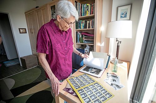 MIKAELA MACKENZIE / WINNIPEG FREE PRESS

Carol Briggs, one of the first female RCMP officers, goes through memorabilia from her time in the force on Friday, Aug. 30, 2024. The RCMP is celebrating 50 years since the first female RCMP officers graduated from their program.

For Jura story.
Winnipeg Free Press 2024