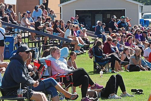 30082024
High school football fans watch as the Crocus Plainsmen take on the Vincent Massey Vikings in a scrimmage at Vincent Massey High School on Friday in advance of the regular season. 
(Tim Smith/The Brandon Sun)