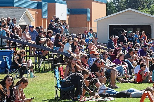 30082024
High school football fans watch as the Crocus Plainsmen take on the Vincent Massey Vikings in a scrimmage at Vincent Massey High School on Friday in advance of the regular season. 
(Tim Smith/The Brandon Sun)