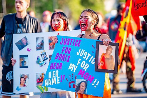 NIC ADAM / FREE PRESS
Britany Porter, a daughter of Doris Porter yells &#x201c;Justice for my mom&#x201d; and &#x201c;We want answers&#x201d; at the Harry Lazarenko Bridge Friday evening after her mother was struck and killed on the on August 10th. 
240830 - Friday, August 30, 2024.

Reporter: Jura