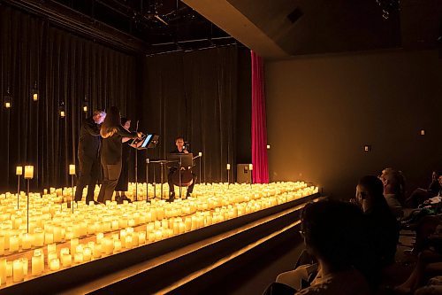 BROOK JONES / FREE PRESS
Musicians from the Listeso Music Group which include (clockwise from lower left) Elation Pauls on violin, Chris Anstey on fiddle, Elise Lavall&#xe9;e on viloa and Samuel Nadurak on cello perform on stage as they are surrounded by candles during A Tribute To Coldplay as part of the Fever Candlelight Series at the Winnipeg Art Gallery in Winnipeg, Man., Friday, Aug. 30, 2024.