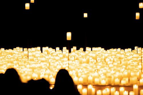 BROOK JONES / FREE PRESS
Candles are pictured on stage during A Tribute To Coldplay as part of the Fever Candlelight Series at the Winnipeg Art Gallery in Winnipeg, Man., Friday, Aug. 30, 2024. Musicians from the Listeso Music Group which included Elation Pauls on violin, Chris Anstey on fiddle, Elise Lavall&#xe9;e on viloa and Samuel Nadurak on cello performed 11 songs during a 65 minute program.