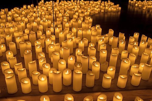 BROOK JONES / FREE PRESS
Candles are pictured on stage during A Tribute To Coldplay as part of the Fever Candlelight Series at the Winnipeg Art Gallery in Winnipeg, Man., Friday, Aug. 30, 2024. Musicians from the Listeso Music Group which included Elation Pauls on violin, Chris Anstey on fiddle, Elise Lavall&#xe9;e on viloa and Samuel Nadurak on cello performed 11 songs during a 65 minute program.