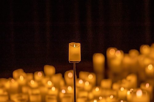 BROOK JONES / FREE PRESS
Candles are pictured on stage during A Tribute To Coldplay as part of the Fever Candlelight Series at the Winnipeg Art Gallery in Winnipeg, Man., Friday, Aug. 30, 2024. Musicians from the Listeso Music Group which included Elation Pauls on violin, Chris Anstey on fiddle, Elise Lavall&#xe9;e on viloa and Samuel Nadurak on cello performed 11 songs during a 65 minute program.