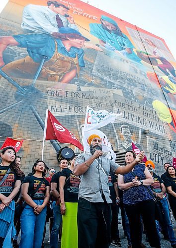 JOHN WOODS / WINNIPEG FREE PRESS
Federal NDP leader Jagmeet Singh and Elmwood-Transcona by-election candidate Leila Dance take part in the Winnipeg Labour Council&#x2019;s Labour Day rally and march in Winnipeg Monday, September 2, 2024.

Re: jura