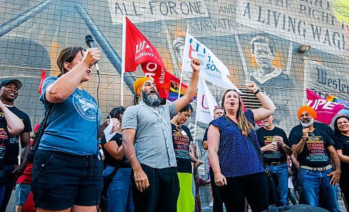 JOHN WOODS / WINNIPEG FREE PRESS
Federal NDP leader Jagmeet Singh and Elmwood-Transcona by-election candidate Leila Dance take part in the Winnipeg Labour Council&#x2019;s Labour Day rally and march in Winnipeg Monday, September 2, 2024.

Re: jura